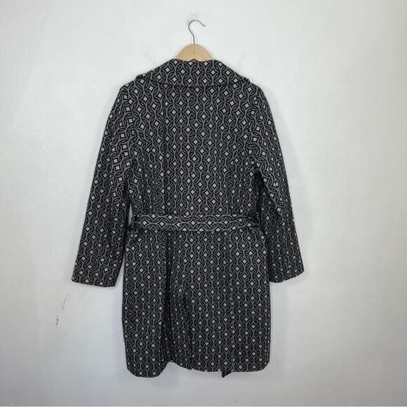 Sofia Cashmere Wool Blend Gray Black Geometric Double Breasted Coat Size Large - Picture 2 of 14